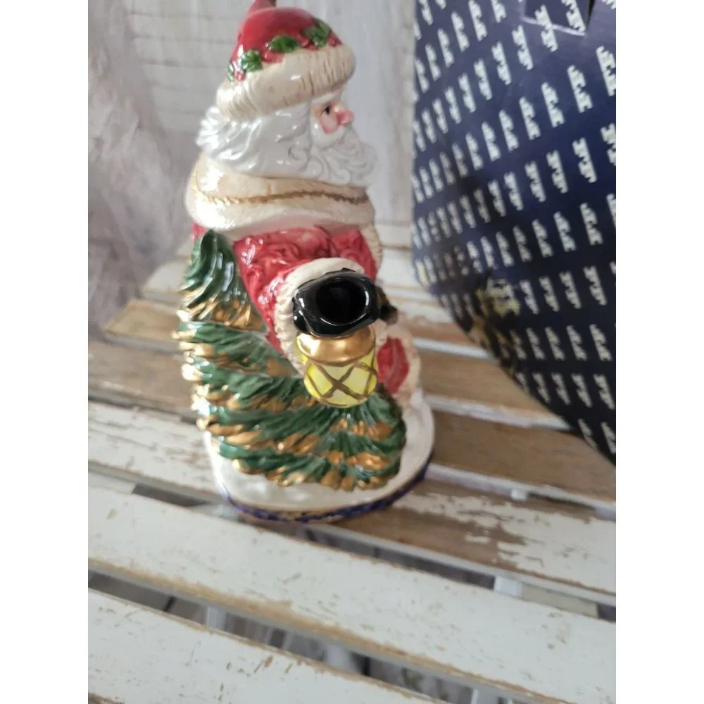 Fitz floyd 1994 Santa teapot omnibus‎ Xmas toys tea vintage